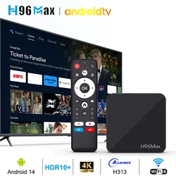 H96 MAX H313 Smart TV Box Android 14 ATV TV Box 4K@60fps 100M/LAN Wifi6 BT5.0 Google Voice Assistant Media Player Set Top Box