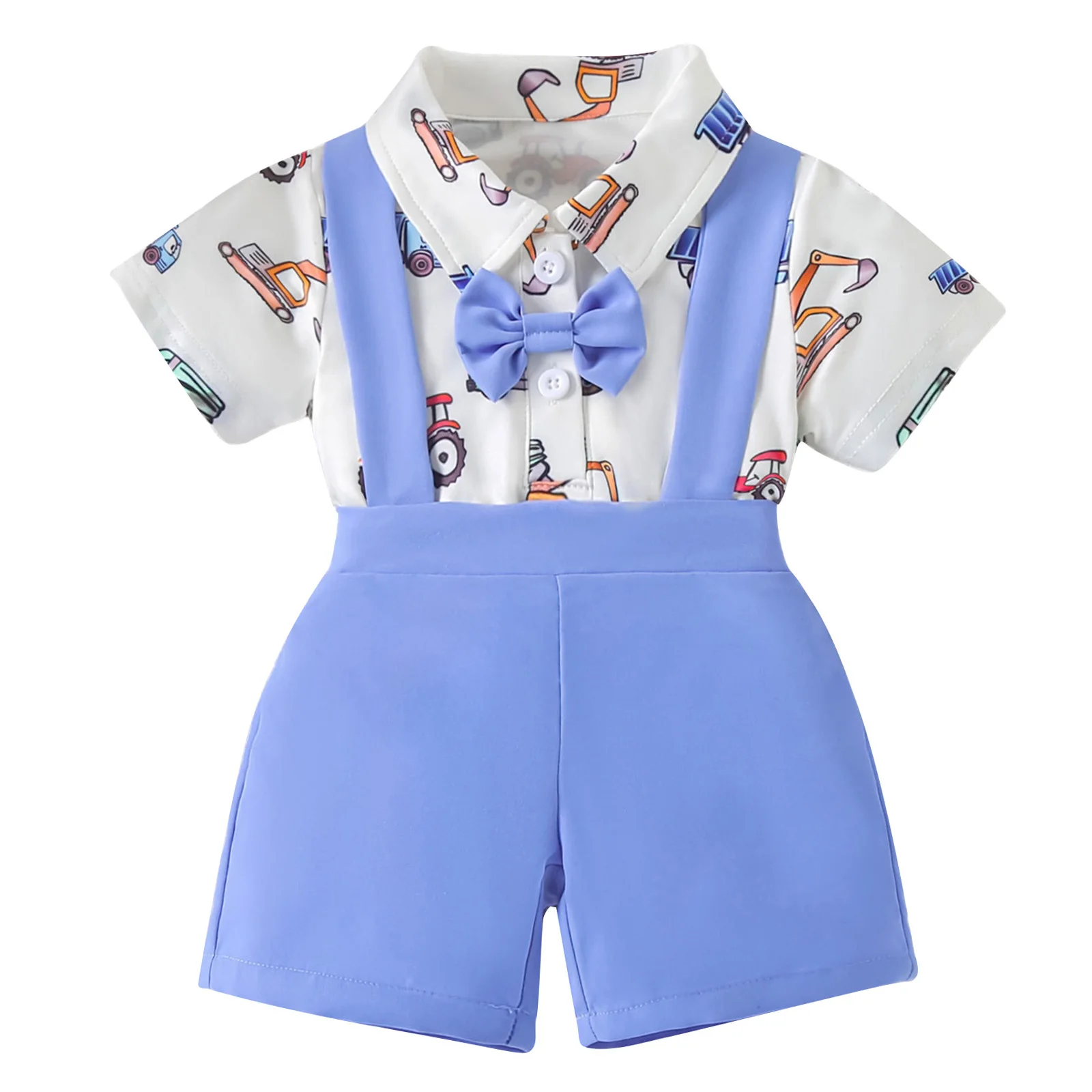 

Костюм для маленьких мальчиков в стиле преппи: комбинезон с коротким рукавом, принтом и галстуком-бабочкой, шорты на подтяжках, для свадьбы, дня рождения, вечеринки