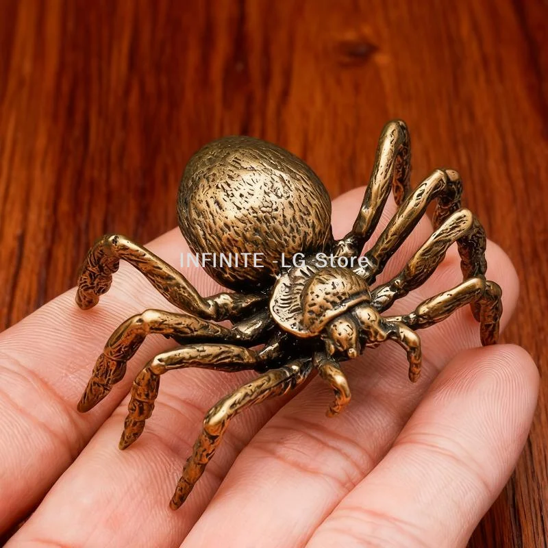 Creative Brass Spider Figurine Miniature Copper Insect Desktop Decor Vintage Tea Pet Craft CollectionINFINITE -LG