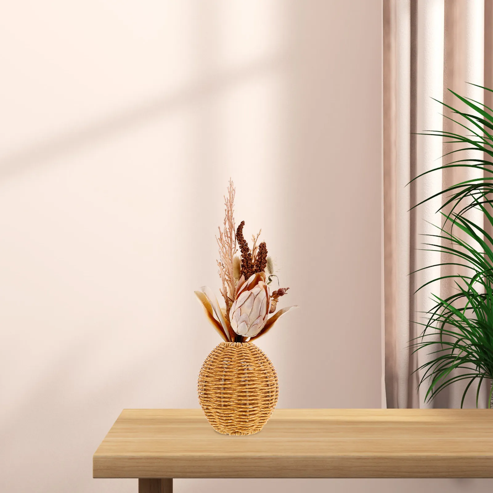 

Плетеная ваза с текстурой, имитирующая ручную работу, универсальный предмет декора для дома, для гостиной, столовой, полки, цветочная корзина