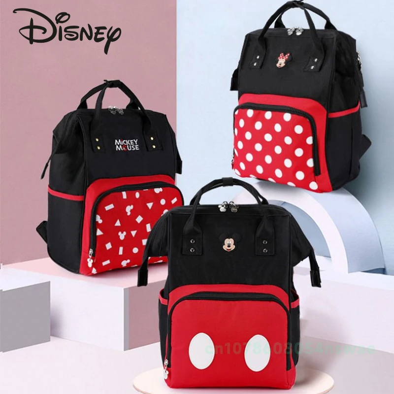 Disney-Saco de fraldas do mickey, mochila de grande capacidade, bolsa de bebê multifuncional, desenho animado fofo, marca de luxo, novo