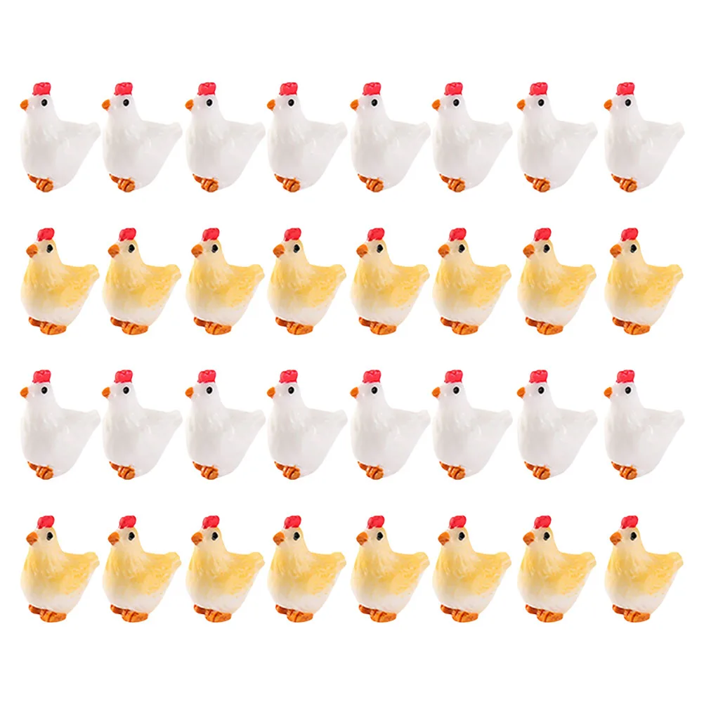 

40pcs Micro Landscape Rooster Chicken Hen Models Moss Garden Statues Resin Craft Sculptures Farm Animal Decorations Home Office