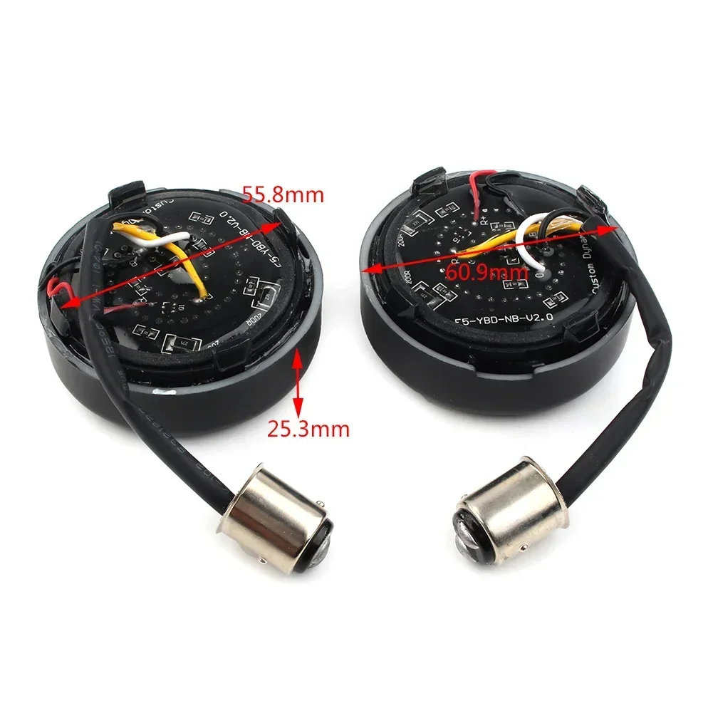 

for Harley Davidson Softail Dyna Sportster XL 883 1200 1Pair Motorcycle LED Black Fire Ring Turn Signals Light FLST FLHT FXD FXB