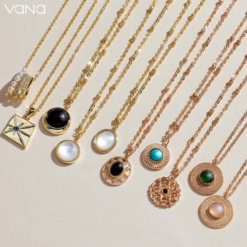 

VANA Custom Vintage Multi Style Gold Plated Sterling Silver 925 Minimalist Women Chain Fine Pendants Jewellery Jewelry Necklace