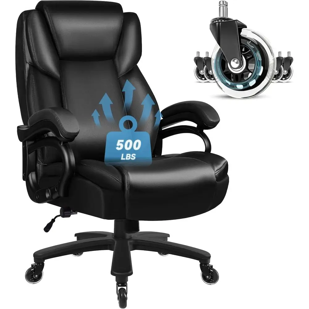 High-Capacity Large and Tall Office Chair, 400 lbs Capacity, High-Back PU Leather Executive Desk Chair with Wide Seat and Adjust