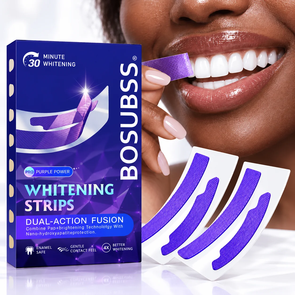 2 Pairs Teeth Whitening Strips Smile Care Strips Non‑Sensitive Gentle whitening removes stains Home Oral Dental Care
