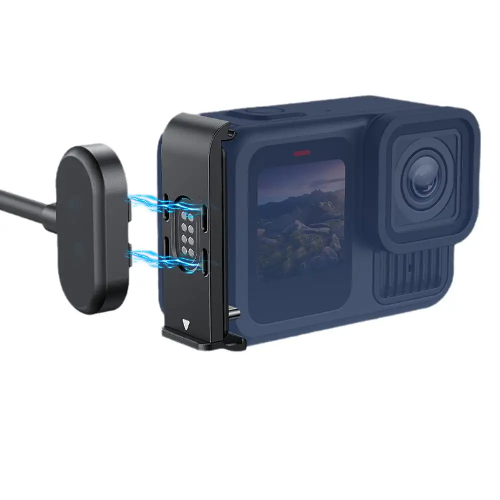 For GoPro13 Accessories Magnetic Charger Charging Cord Kit Compatible Door Cover Contacto HERO12/11/10/9 Cable Power Magnet E9I1
