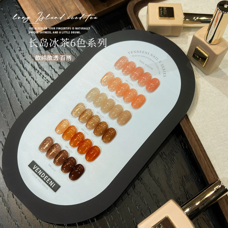 

VENDEENI 2025 Новый 6-цветный полупрозрачный цветной набор гелей для ногтей Модный нетоксичный УФ-гель без HEMA без TPO для маникюрного салона оптом
