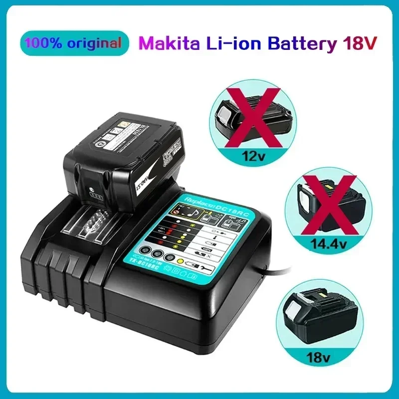 00% Oryginalny akumulator Makita 18V Makita 6000mAh do elektronarzędzi z diodą LED Li-ion Zamiennik LXT BL1860B BL1860 BL1850