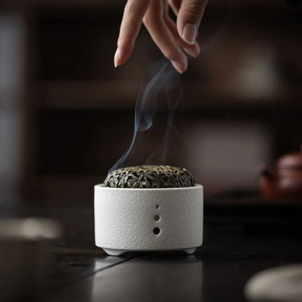 

Ceramics Line Incense Burner Small Retro Sandalwood Agarwood Stove Creative with Lid Aromatherapy Holder
