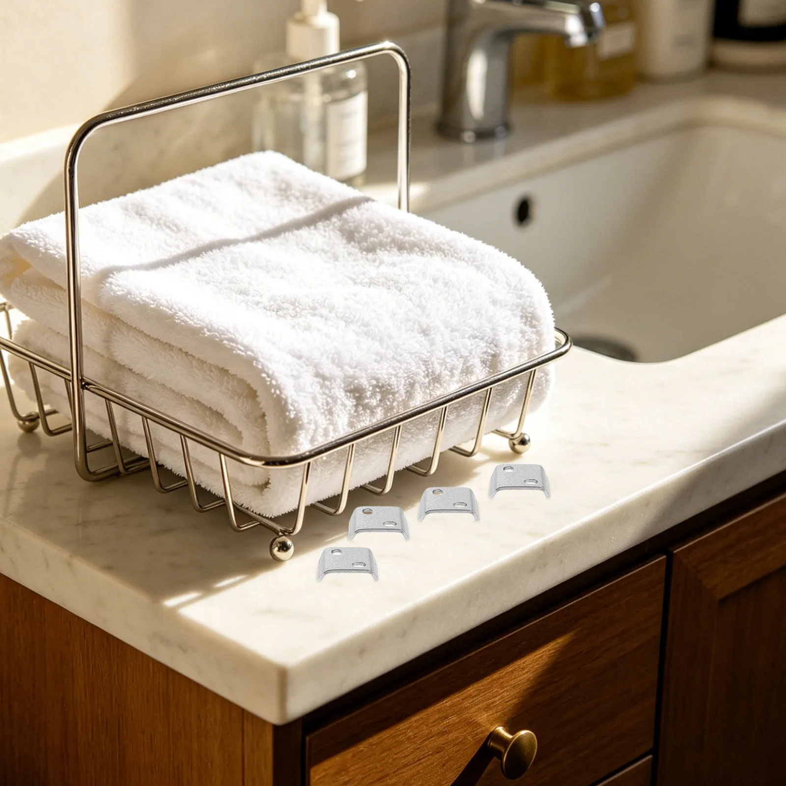 4Pcs Bathroom Towel Rack Stainless Steel Bathroom Hardware Mounting Washers Easy Install Restroom Shower Repair