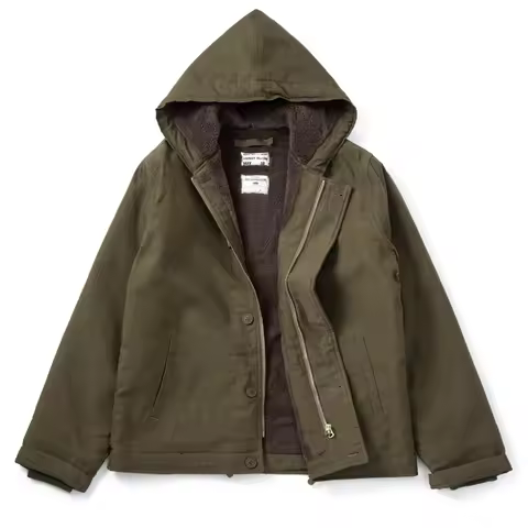 Winter retro workwear cotton clothing outdoor N1 deck clothing trend plus velvet cotton coat men with hooded lambskin jacket