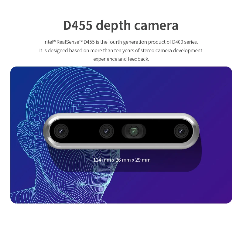 Intel RealSense Depth Camera D435i D455 D435 D415 TOF LiDAR Rangefinder Vision Processor for Drone ROS Robot