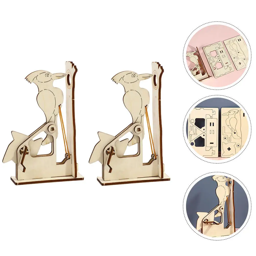 

2Sets 3D Puzzle Wooden Woodpecker Craft DIY Assembly Educational Gift Creative Home Decor Kids Children Boys Girls