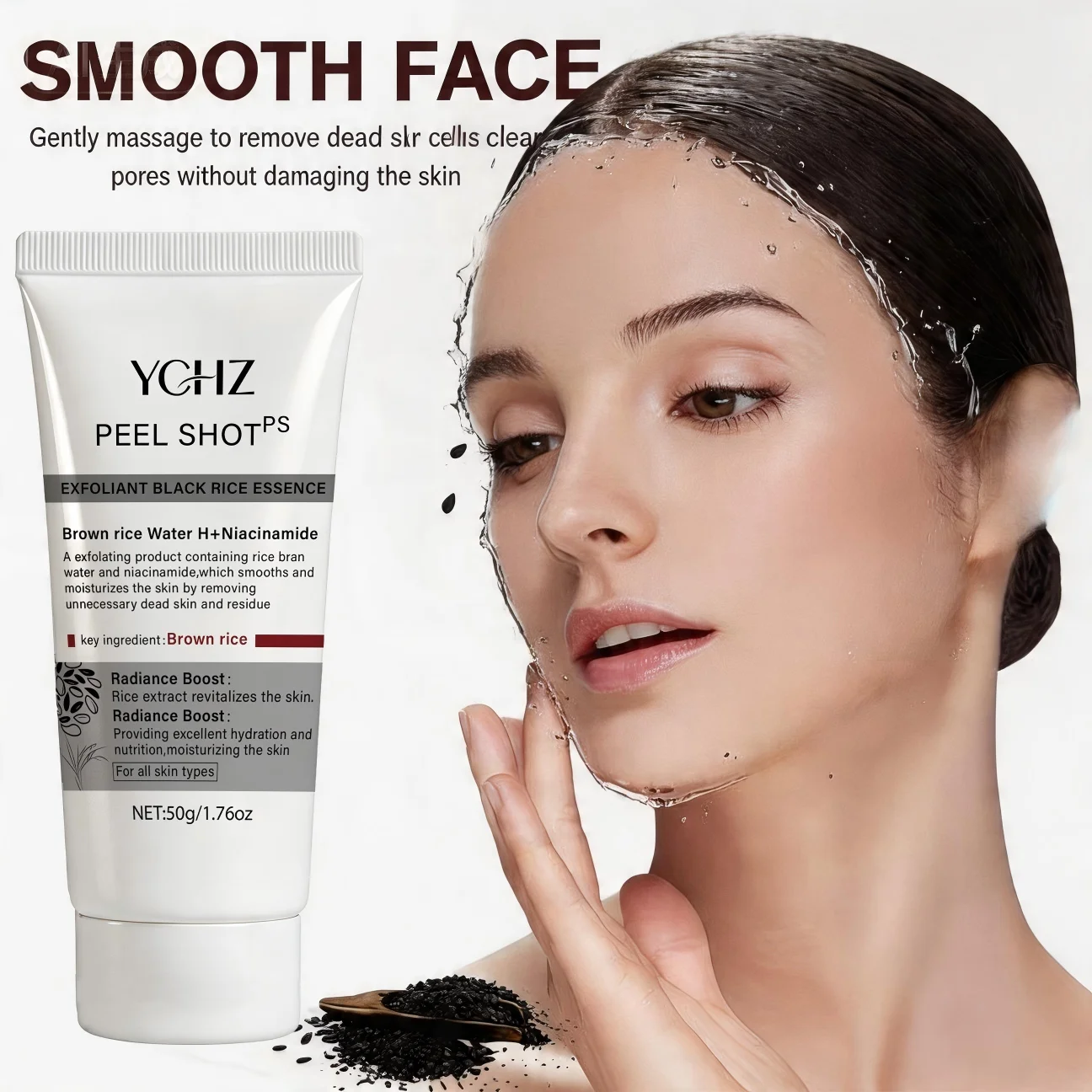 Brown Rice Exfoliating Gel - Skin-Friendly Exfoliating Gel Moisturizing - Instantly Smooths Accumulated Dead Skin - Reduces the Roughness of the Skin