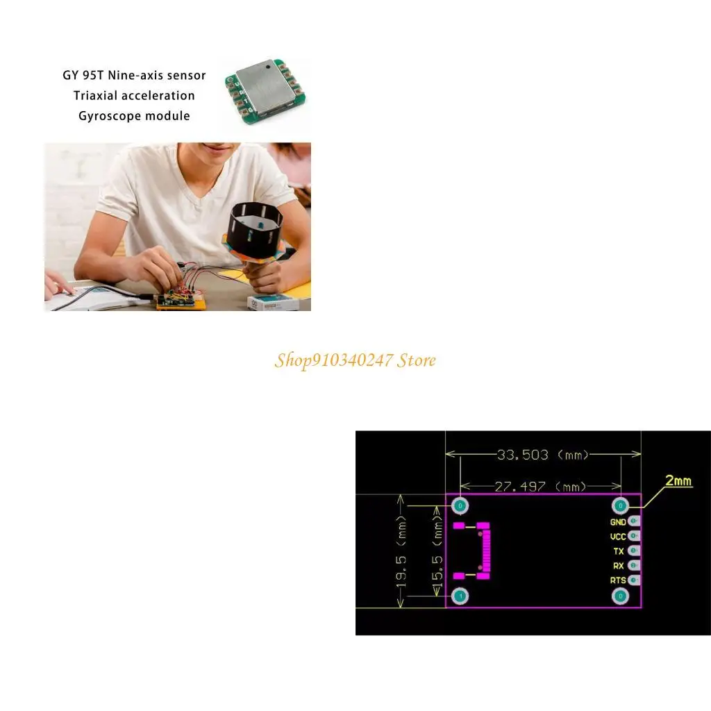 

Q22A High Accuracy 9 Axises Motion Sensorings Module with 180° Measurement for Drones Navigation and Robotics