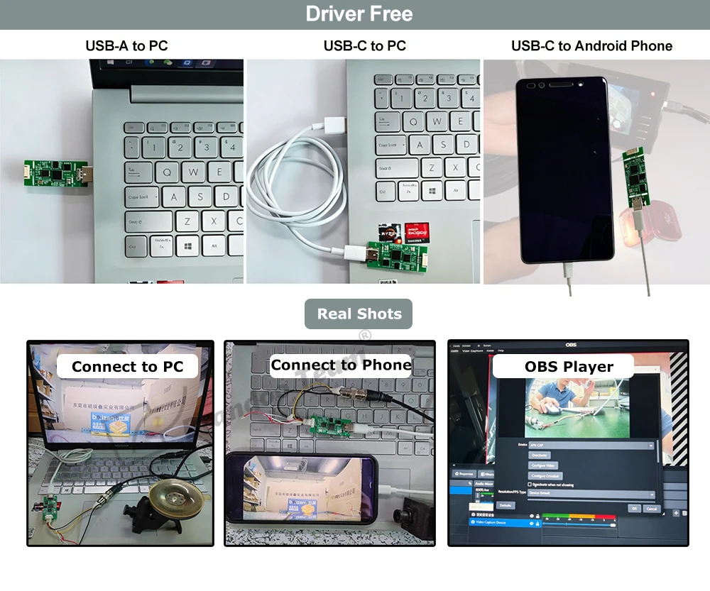 AHD to USB Video Capture Card 1080P USB-C 2MP AHD Input For CCTV Camera Reference Camera