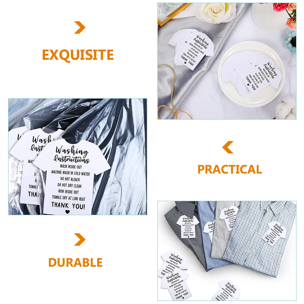 100 Pcs Shirt Care Card Clothing Wash Instruction Label Cleaning Guide Tags Skirt Paper Making Supplies for Clothes