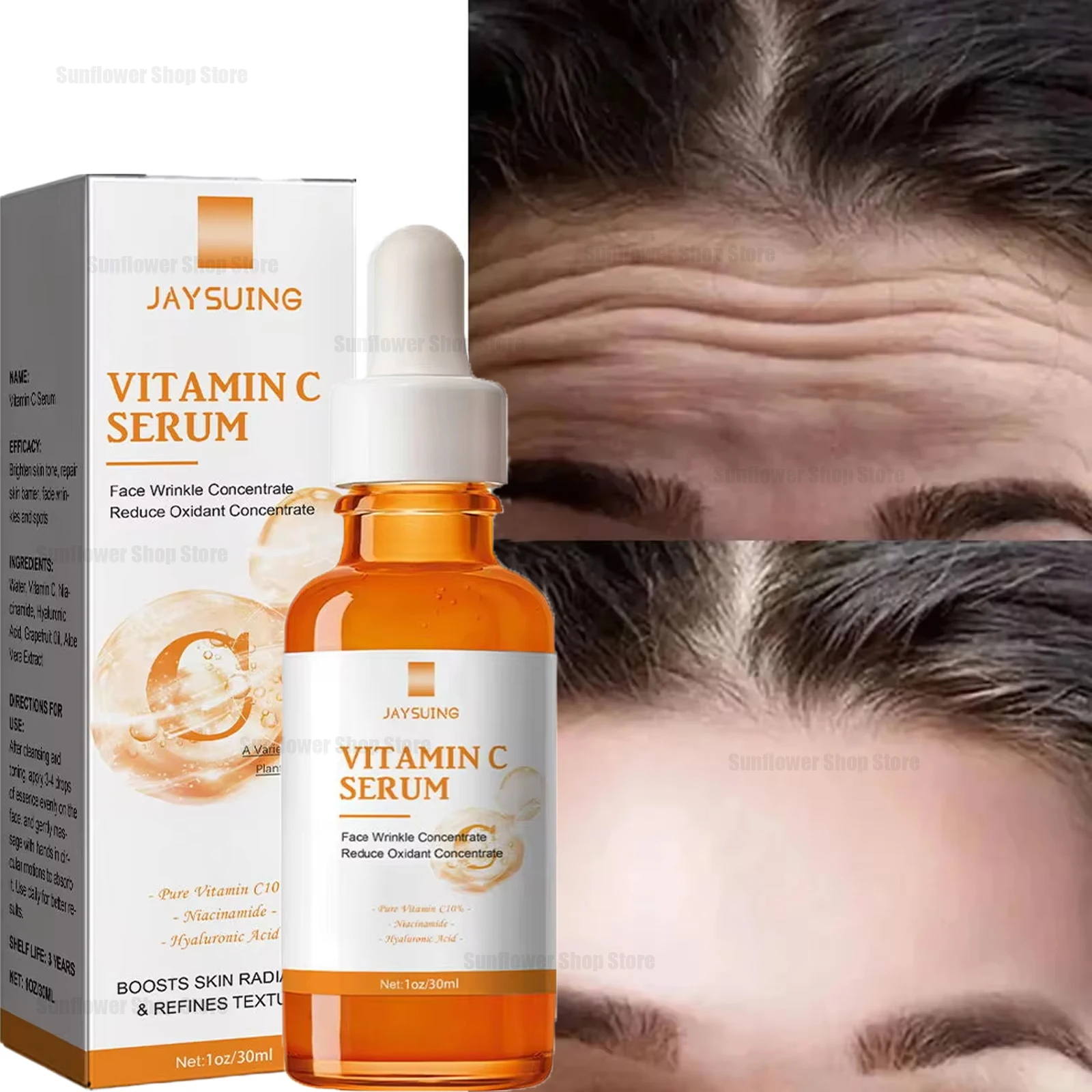 Vitamin C Wrinkle Remover Face Serum Anti-aging  Lifting Firming Fade Fine Lines Essence Whitening Brightening Korean Skin Care