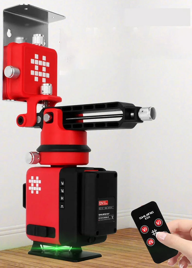 Shijing 7659 مستوى الضوء الأخضر 12 خط مستوى الجدار والأرضيات، تسوية عالية الدقة، أداة مستوى الليزر بالأشعة تحت الحمراء