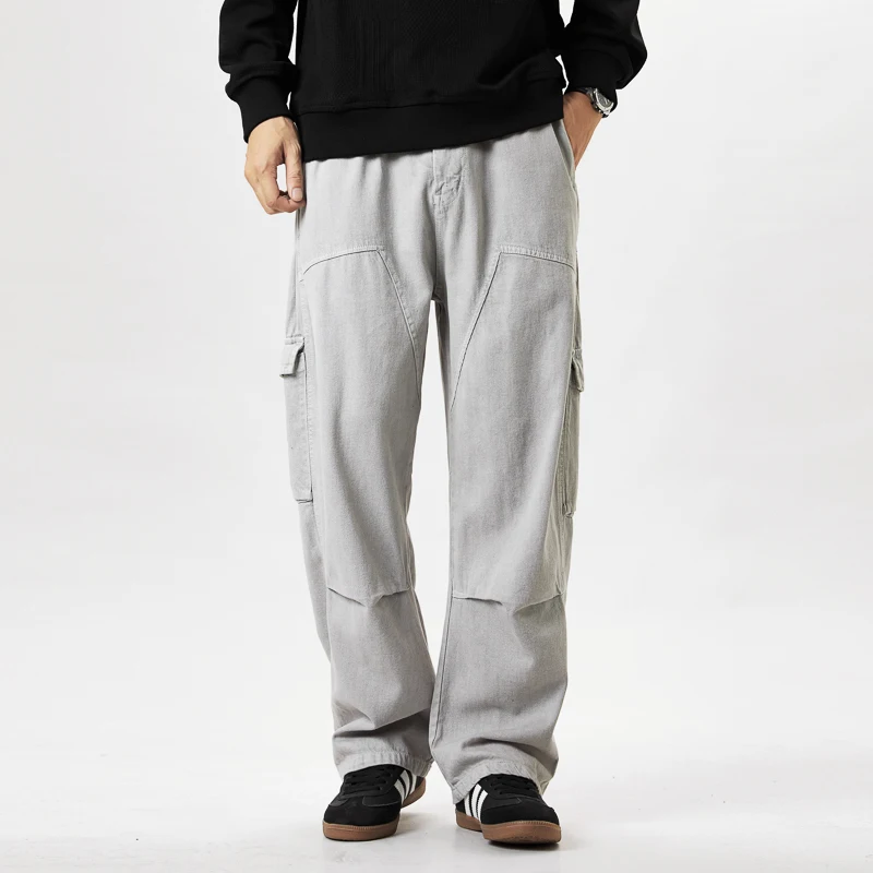 

Мужская японская уличная одежда Amekaji, модные винтажные свободные повседневные широкие брюки-карго Cityboy, мешковатые брюки из чистого хлопка, брюки
