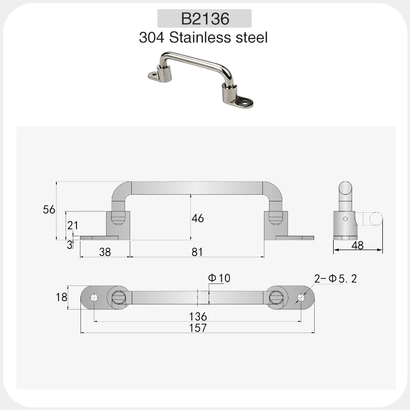 138mm 156mm 304 Stainless steel heavy duty folding handle External installed industrial equipment handle box spring handle