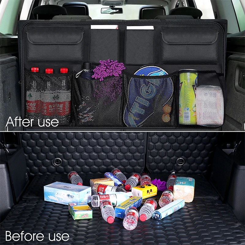 Car Trunk Organizer Universal Backseat Storage Bag Net Large Capacity Multi-use Oxford Cloth Automobile Seat Back Organizer