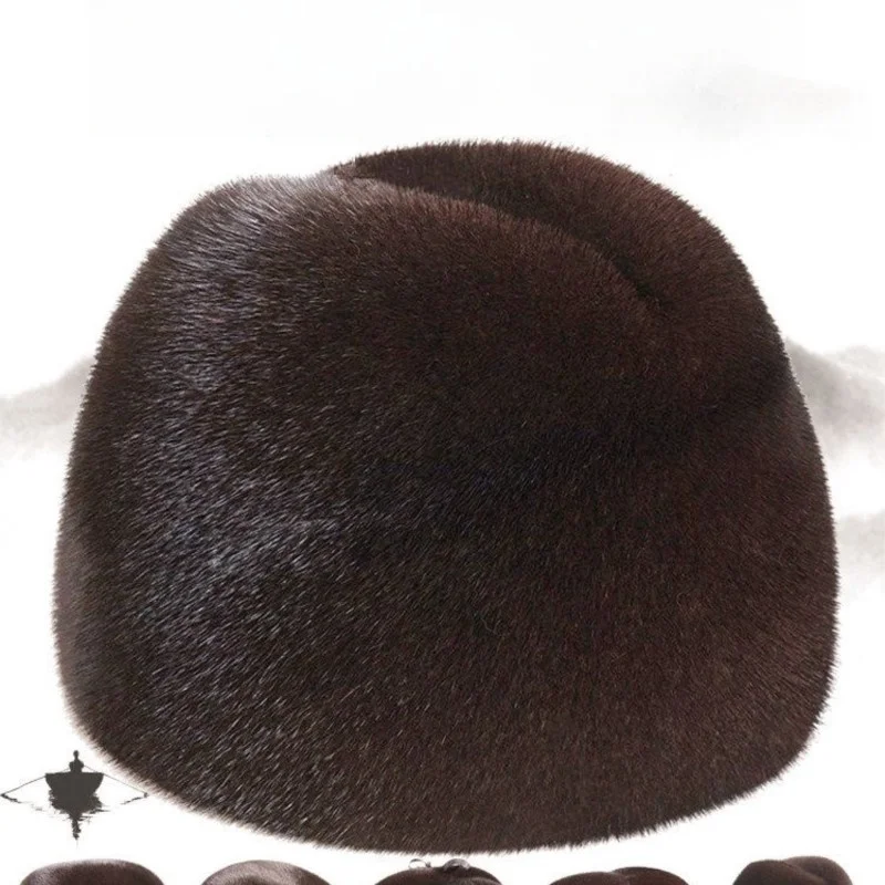 

Leather men's old cashmere Leifeng fur ear warm cotton hat