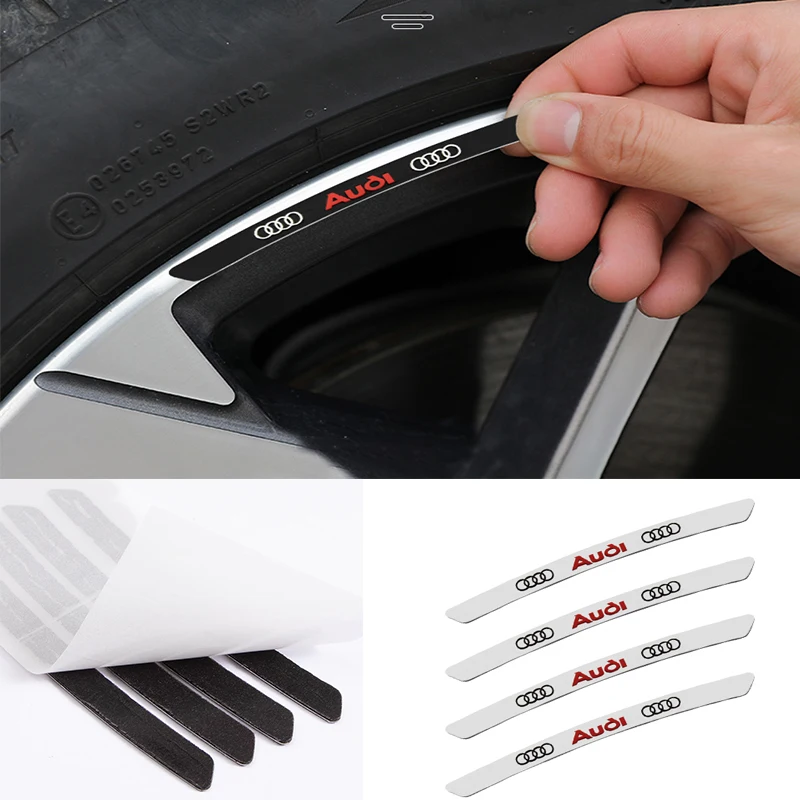 4Pcs Aluminum Car Wheel Hub Badge Sticker Tire Rim Decor Decal For Audi Sline A4 8p 8v b6 b8 S8 S4 B9 A5 S3 S5 A3  Accessories