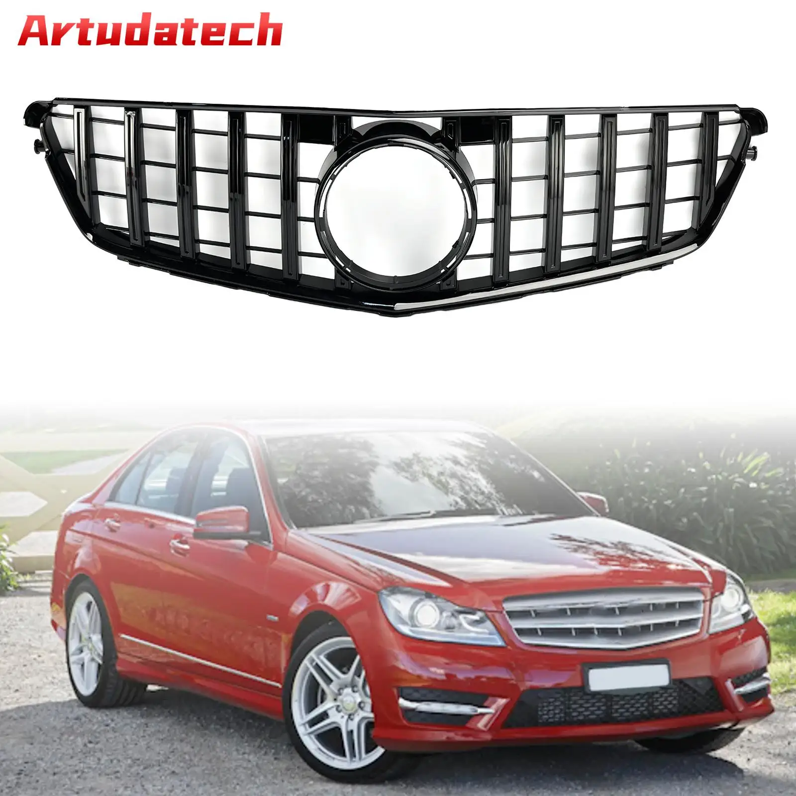 Artudatech GTR Style Front Bumper Grille Grill Fit Benz C-Class W204 C300 C350 2008-2014