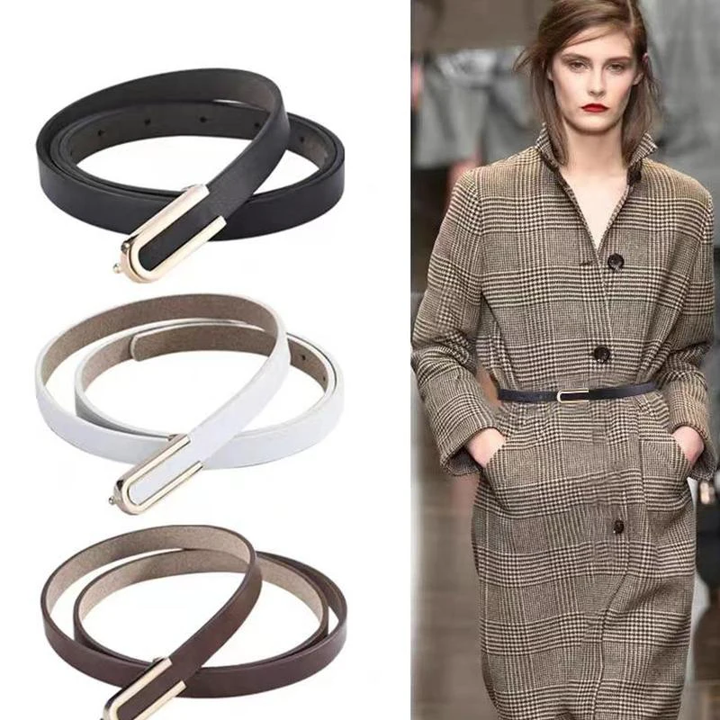 

Simple Women PU Leather Belt Vintage Female Thin Waistband Gold Metal Buckle Dress Coat Jeans Decor Waist Straps cinturones 벨트