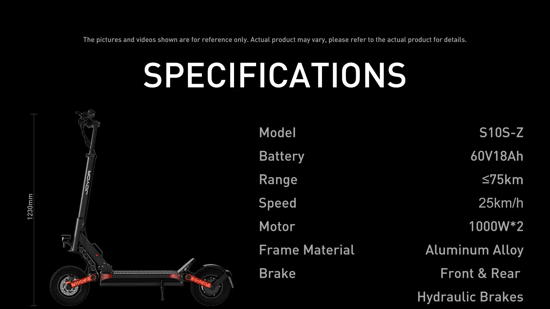 JOYOR S10-s-z E-Scooter 1000W * 2 Doppelmotor 60V18AH Hochleistungs-Lithiumbatterie 10 Zoll Offroad-Reifen Hydraulische Bremse Aluminiumlegierung Leichtgewichtiger 30KG Rahmen All-Terrain-Pendler-Scooter Maximale Reichweite 80km Maximale Geschwindigkeit 60km/h Elektroroller – Detail 9