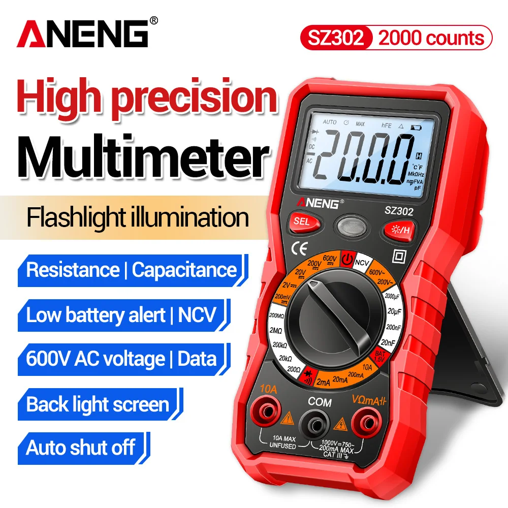 ANENG Smart Multimeter Intelligent Digital NCV Non-contact Induction AC DC Voltage Current Electrician Tools SZ302