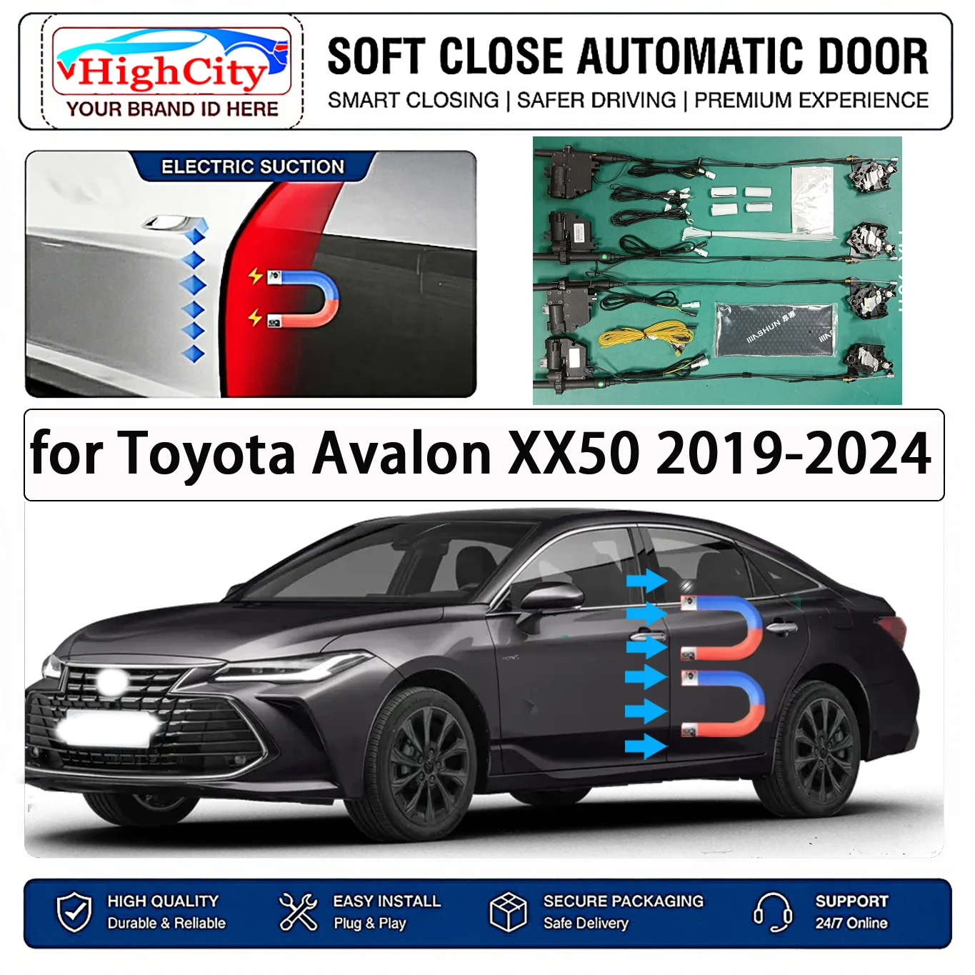 for Toyota Avalon XX50 2019-2024 Electric Suction Soft Close Door Kit Smart Anti Pinch Auto Cinch Latch System No Slam Silent
