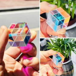 Mini K9 Crystal Glass Prism Cube Optical Glass RGB Dispersion Prism X-Cube for Physics Teaching Art Decor Photography Props