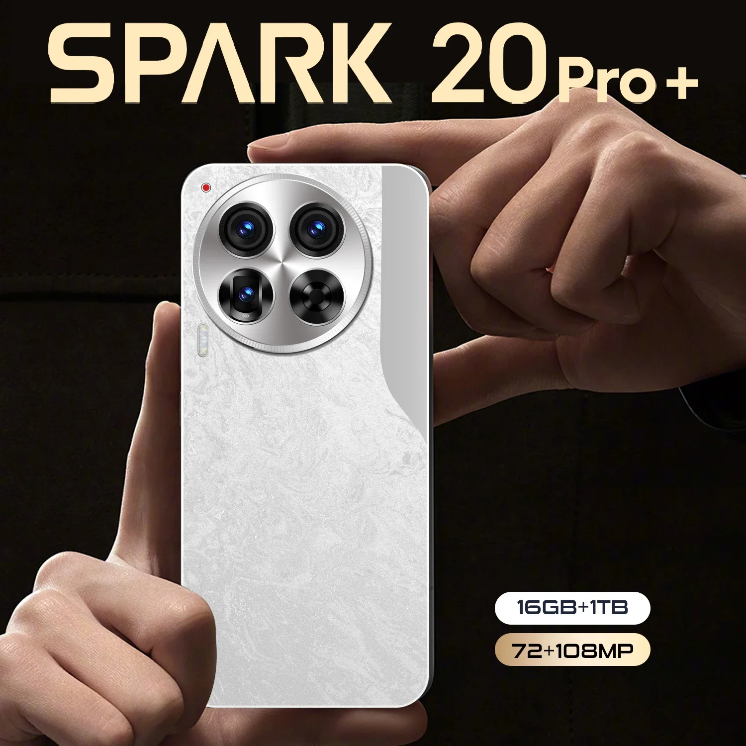 

Spark20 Pro+ 5G Snapdragon 8 Gen2 Phone with Android 13, 7.3'' HD Screen, Dual SIM, 16GB+1TB, 6800mAh Battery, 48MP+108MP Camera