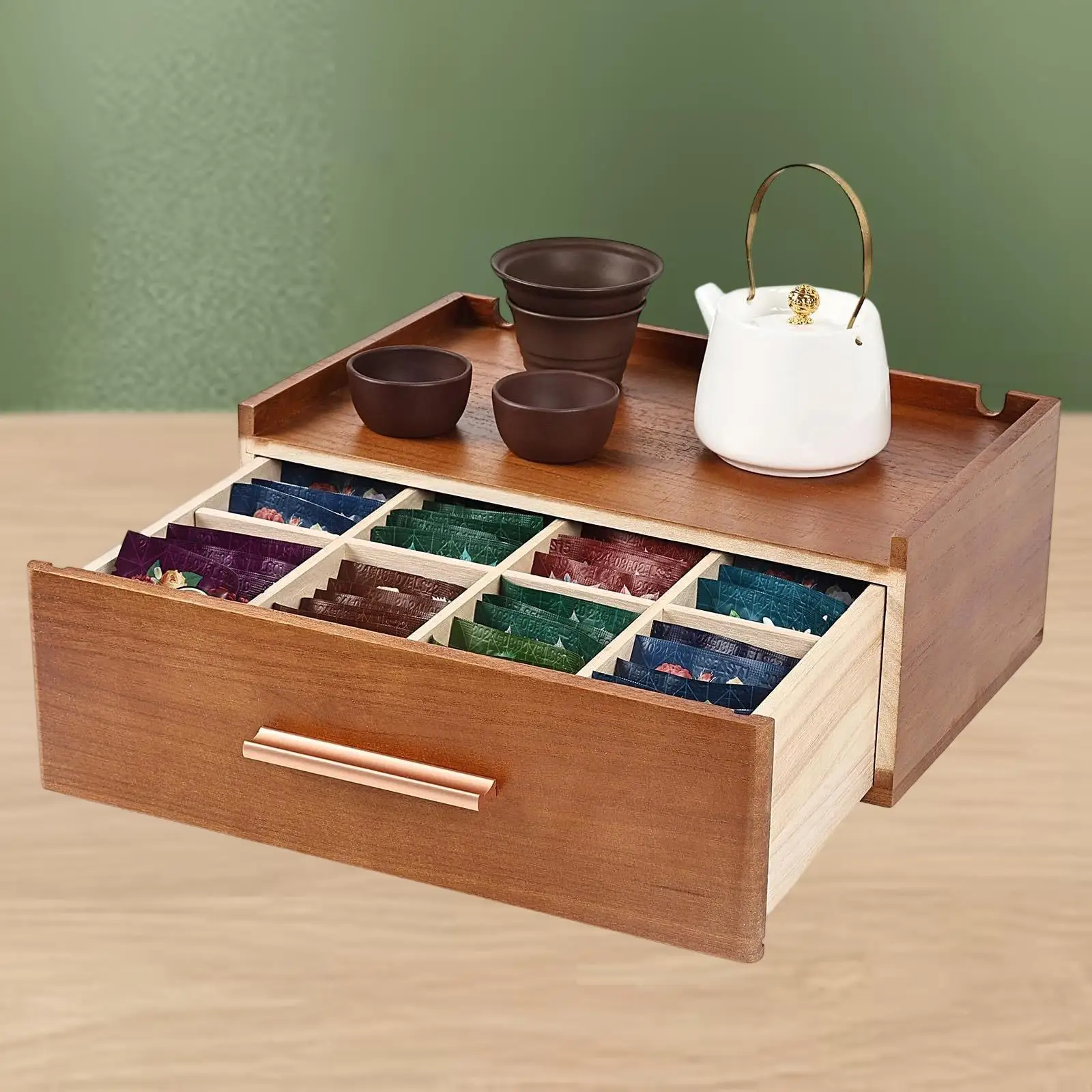 

Wooden Tea Bag Organizer Container Tea Drawer for Kitchen Countertop Cabinet