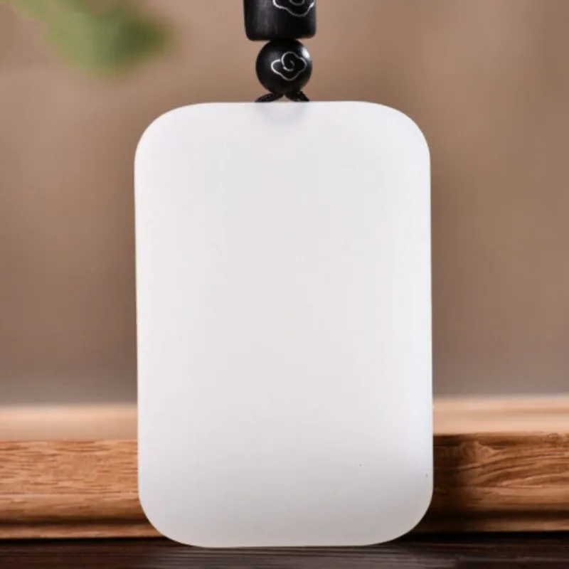 Natural Xinjiang Hetian Suet Golden Silk Jade Peace Brand Pendant Unisex Jewelry Holiday Gift
