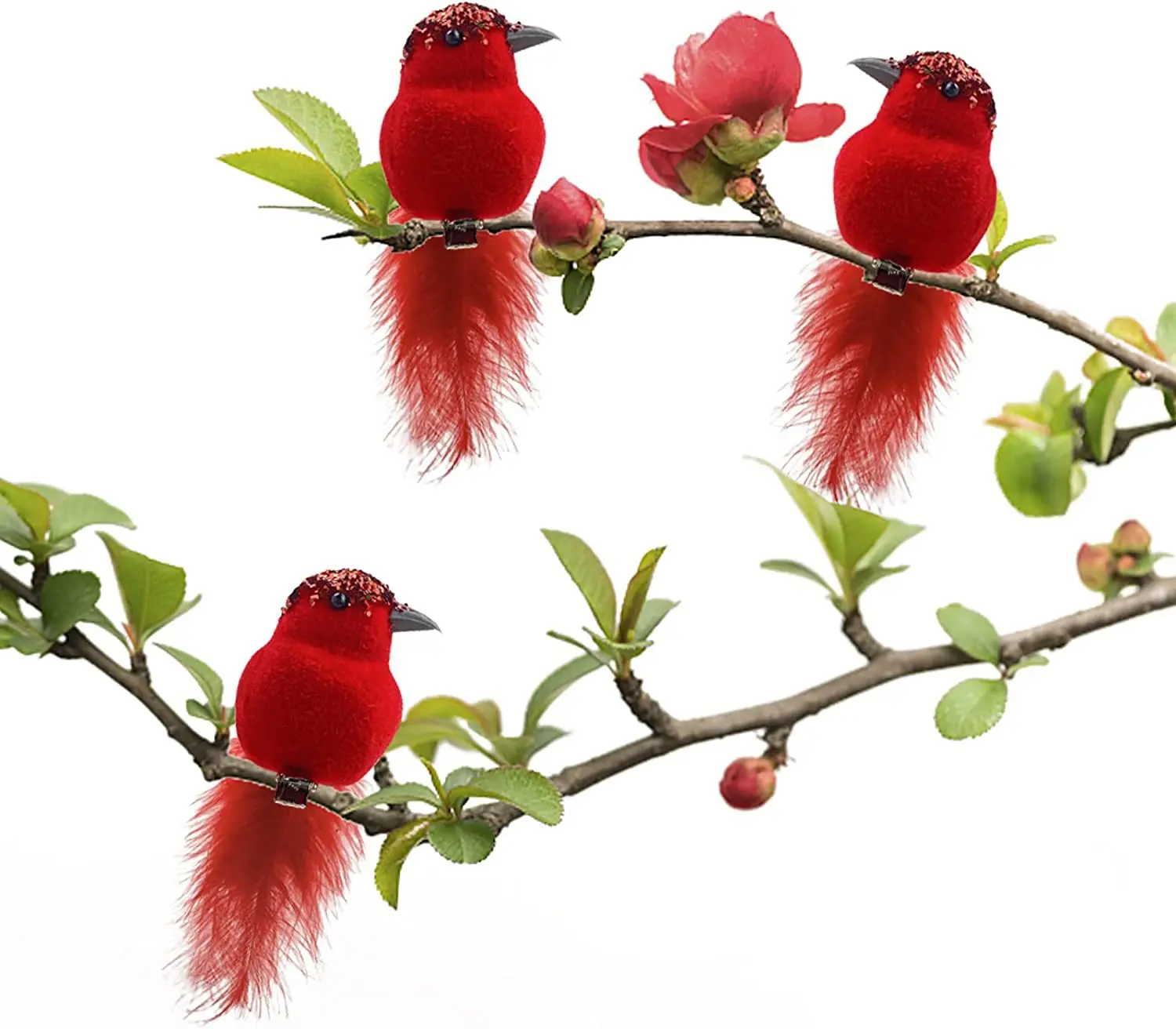 Christmas Feather Red Bird White Bird Pair Bird Simulation Bird Garden Gardening Christmas Decoration Bird