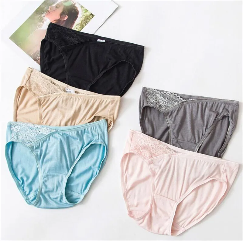 100% Mulberry Silk Underwear For Women Briefs Thin Silk Lady Panties Mid Waist