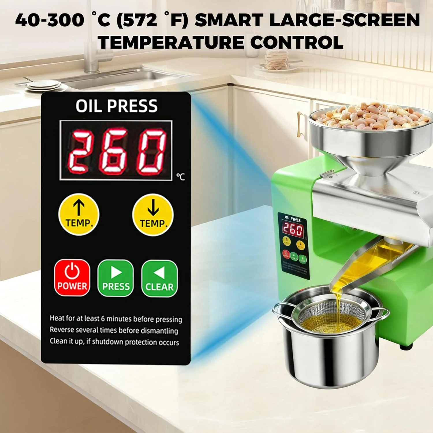 R6S สมาร์ทเครื่องกดน้ํามัน 304 สแตนเลสสตีลน้ํามัน Multi-Functional Oil Press High Yield น้ํามันสําหรับ Sesame/ถั่วลิสง/Coc