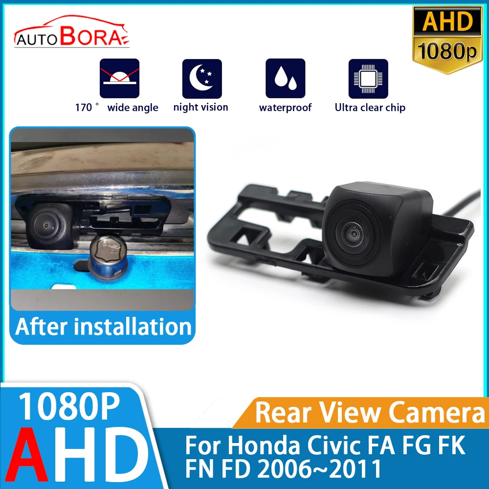 

ZhuCamX Reverse Parking Car Rear View Camera AHD 1080P Night Vision for Honda Civic FA FG FK FN FD 2006~2011