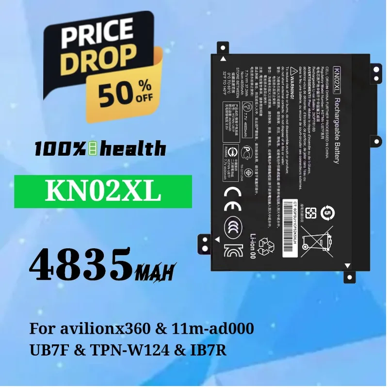 

KN02XL 4835mAh Laptop Battery for HP Avilion X360/11m-ad000/UB7F/IB7R Lithium Rechargeable Battery