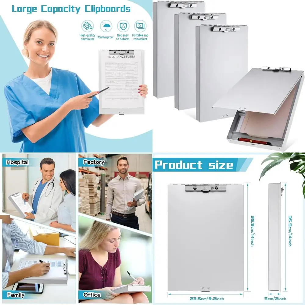 

Metal Clipboard with Storage, Letter-Sized, for Nurses & Police, 14 x 9.2 x 2