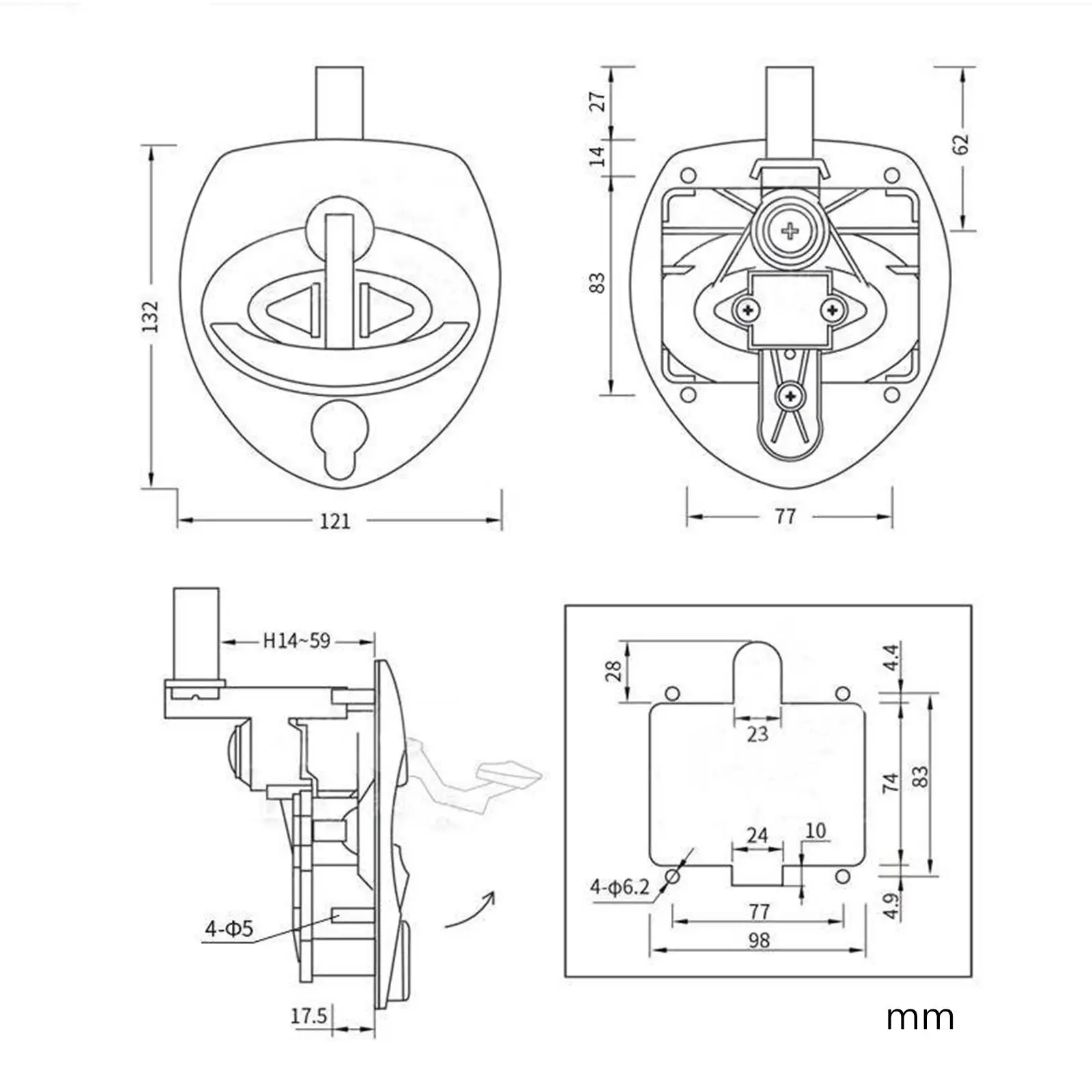 RV Door Lock Camper Door Latch for Instrument Box Motorhome image 6