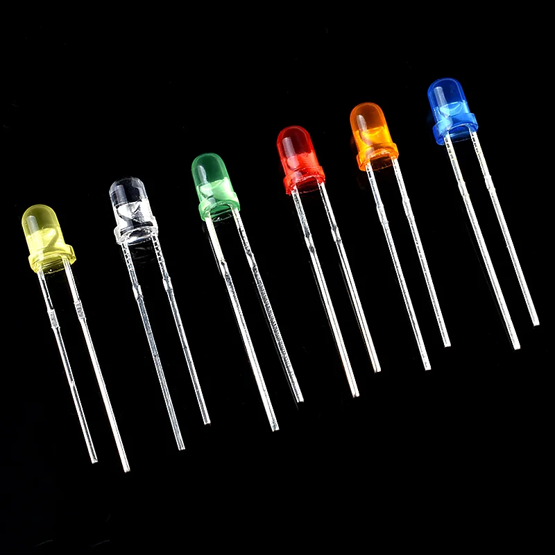 100 PCS,LED Light Emitting Diode Electronic Kit,3mm 5mm,LED Diodes Assorted Kit,White Green Red Blue Yellow,Indicator Lights