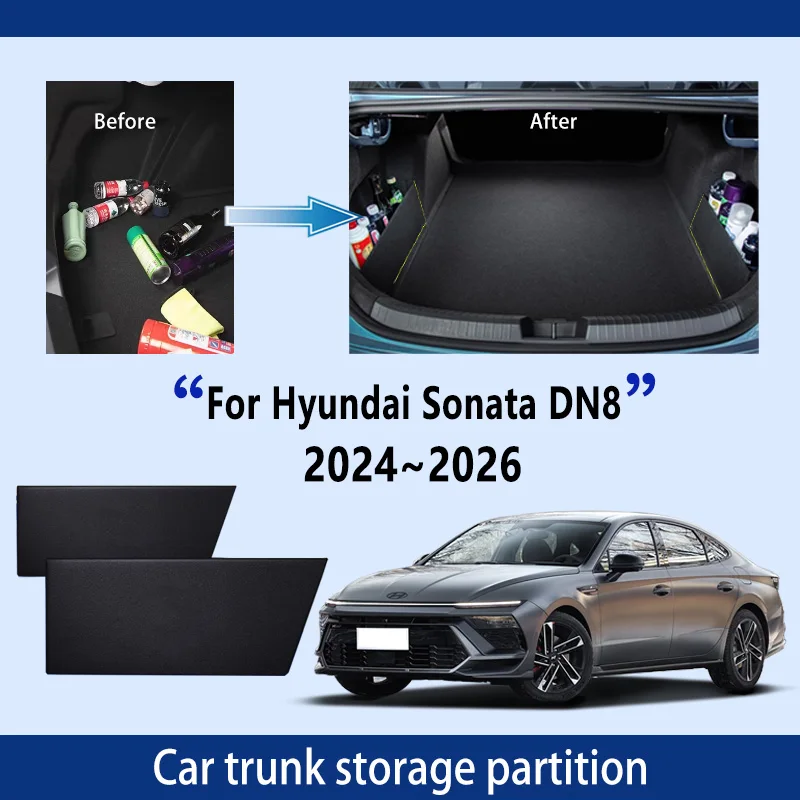 Car Accessories For Hyundai Sonata DN8 2024~2026 Thickening Trunk Storage Partition Multifunction Storage Auto Interior Parts