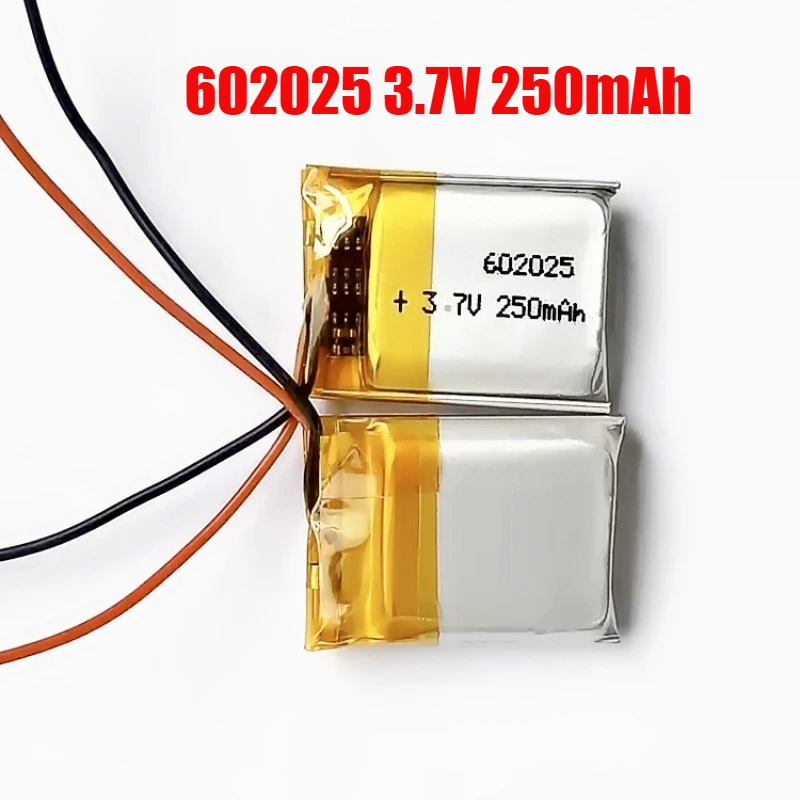 

1-4pcs 3.7V 250mAh Rechargeable Li-Polymer Li Lithium Battery Lipo 602025 For Glasses Headphones Speaker Smart Watch DVR DVC