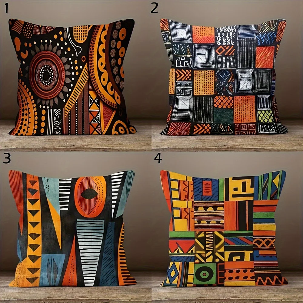 1PC 2D Flat African Tribal Style Decorative Throw Pillow Covers Home Cushion Cases for Sofa Bedroom Living Room No Pillow Core
