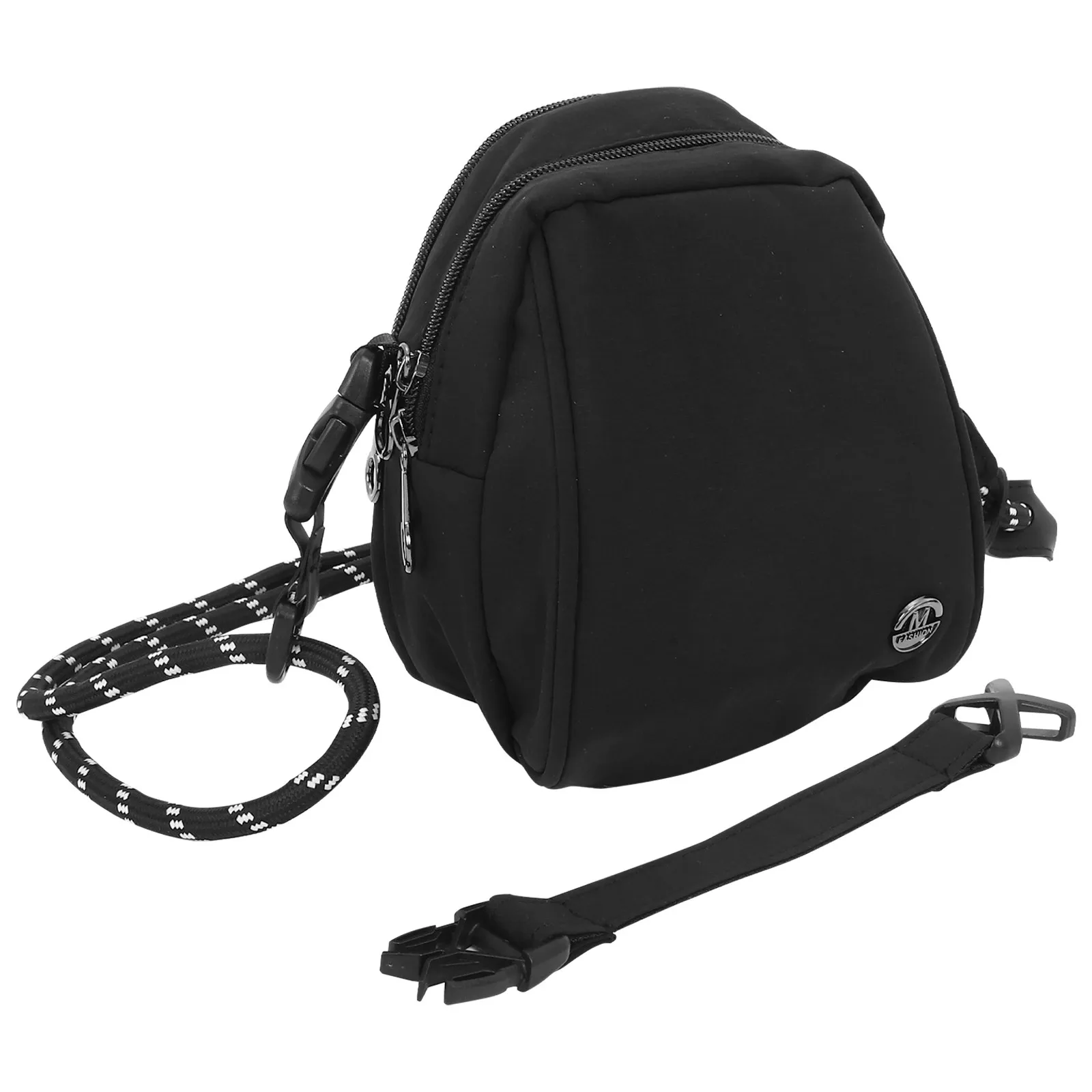 Lightweight Black Shell Bag Crossbody Shoulder Pouch Unisex Small Phone Purse Stylish Mini Sling Backpack for Daily view 2